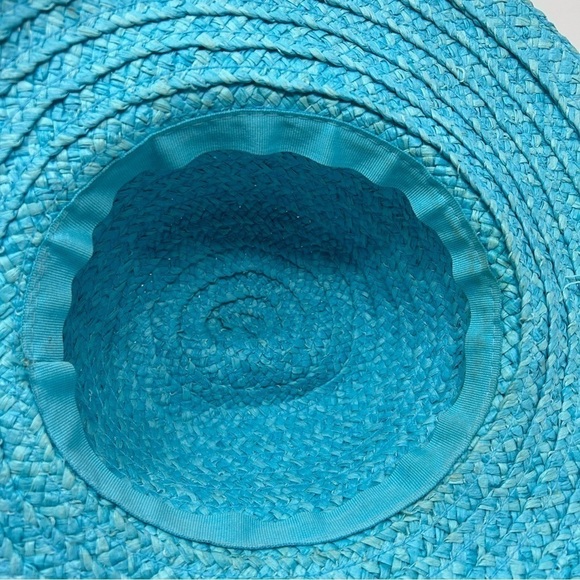 Vintage Light Sky Blue Sun Hat with Genuine Shell Design Summer Vacation Beach - Picture 8 of 15